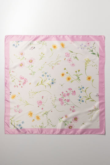 Floral Print Satin Neck Scarf