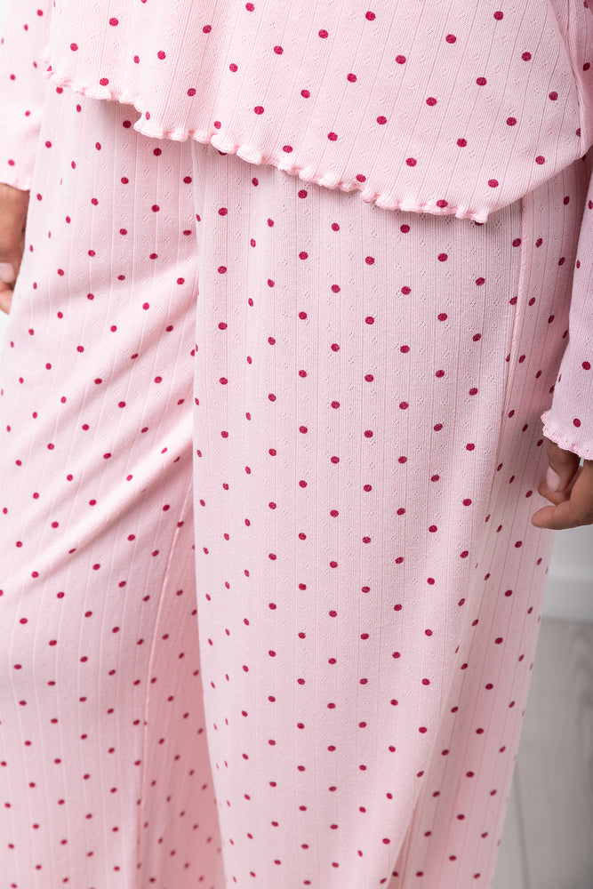 Pink Spotted Pointelle Pyjama Set (7)