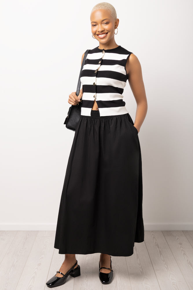 A-Line Poplin Skirt Black