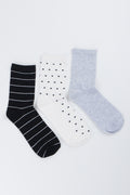 3 Pack Geometric Crew Socks