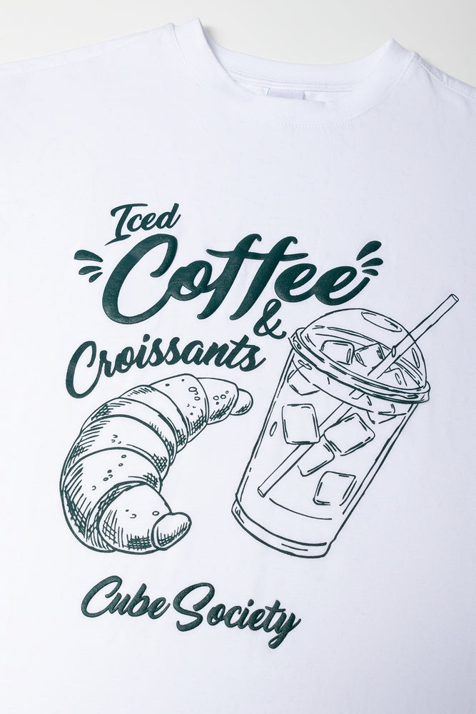 White Graphic Iced Coffee Crew T-Shirt (1)