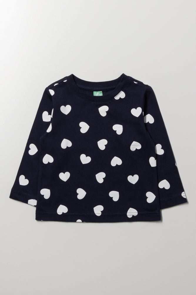 Heart Long Sleeve T-Shirt Navy