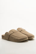 Suede Stitch Detail Clog Beige