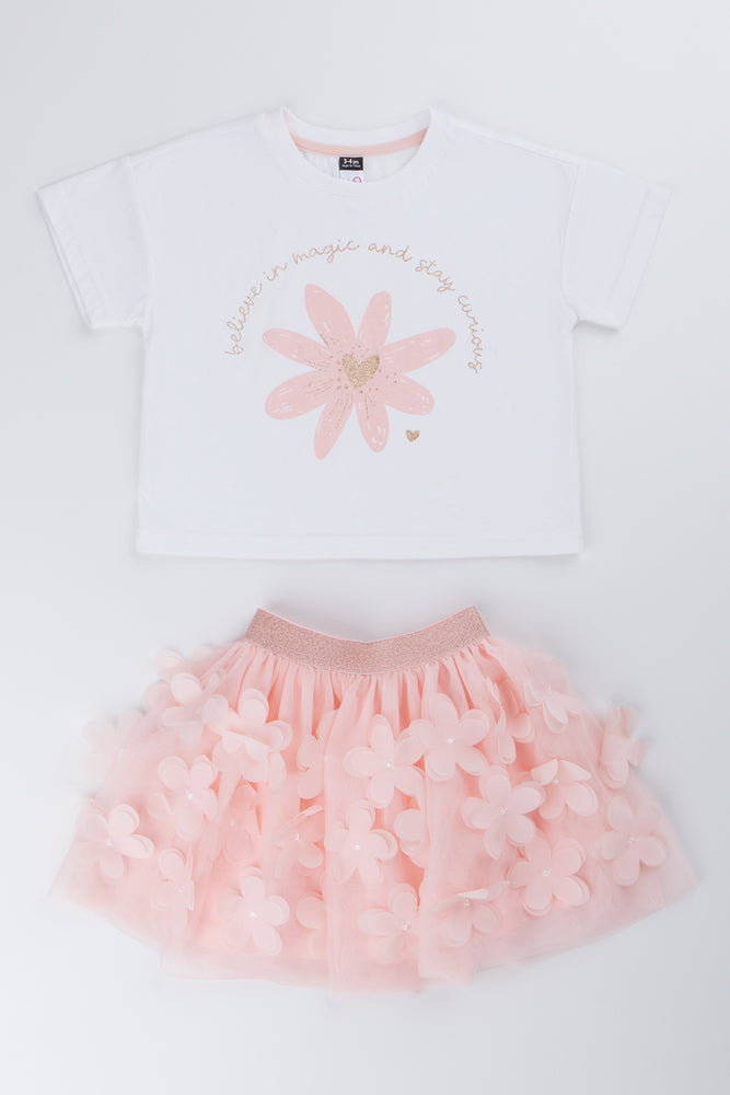 Pink Flower Tutu Set
