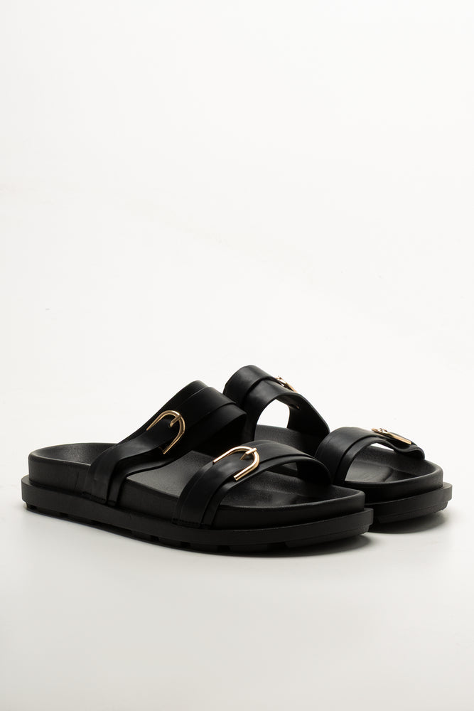 Black Double Buckle Sandals