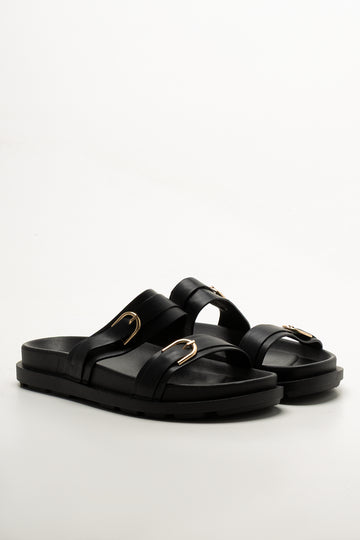 Black Double Buckle Sandals