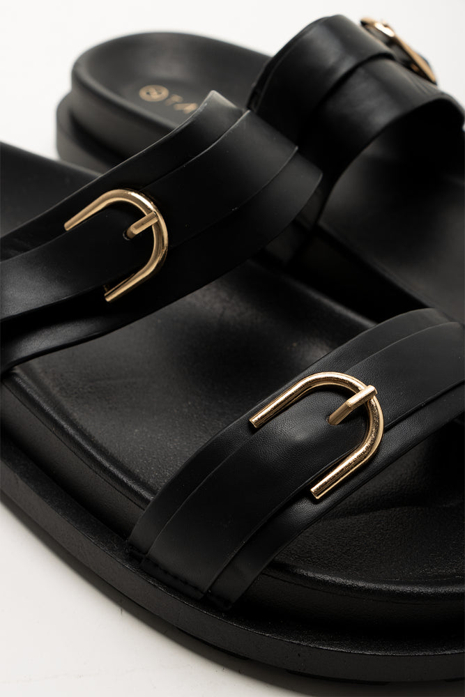 Black Double Buckle Sandals (2)
