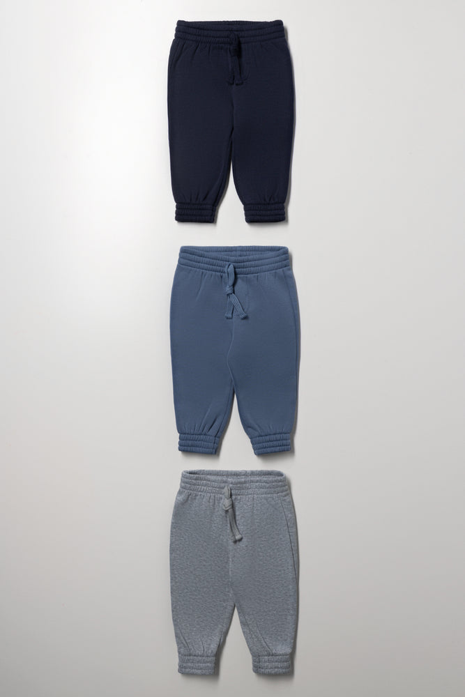 3 Pack Trackpants Navy, Blue & Grey