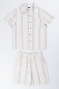 Textured Striped Shirt Short Set