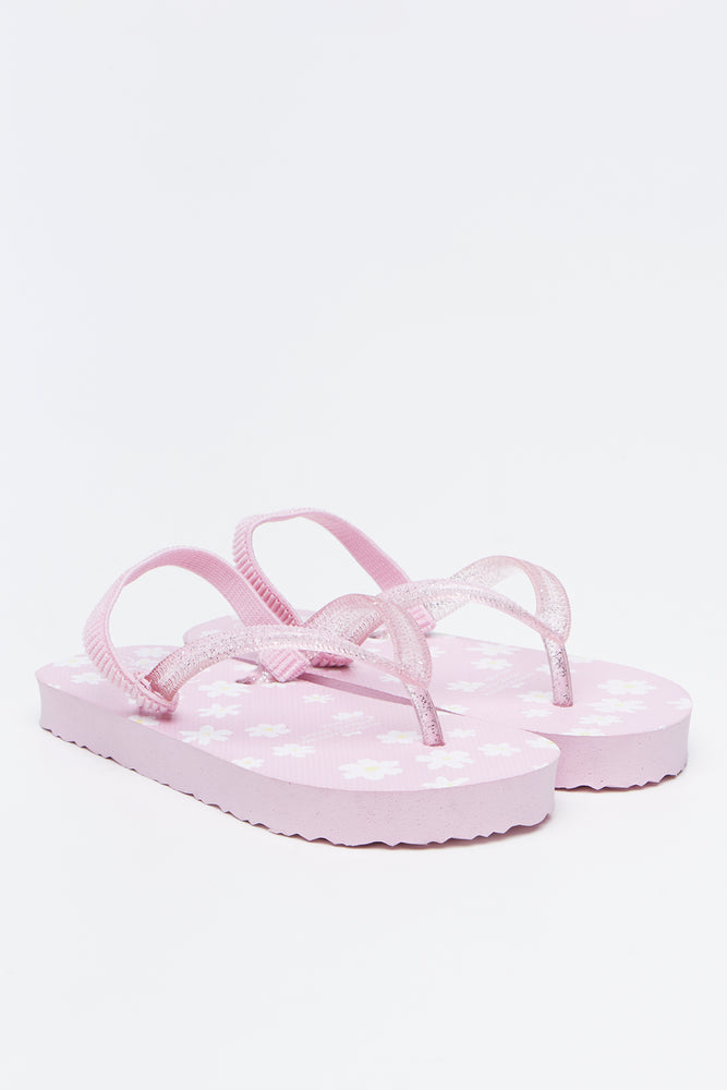 Pink Daisy Pattern Flip Flops