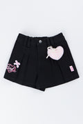 Black Pleated Barbie Denim Shorts
