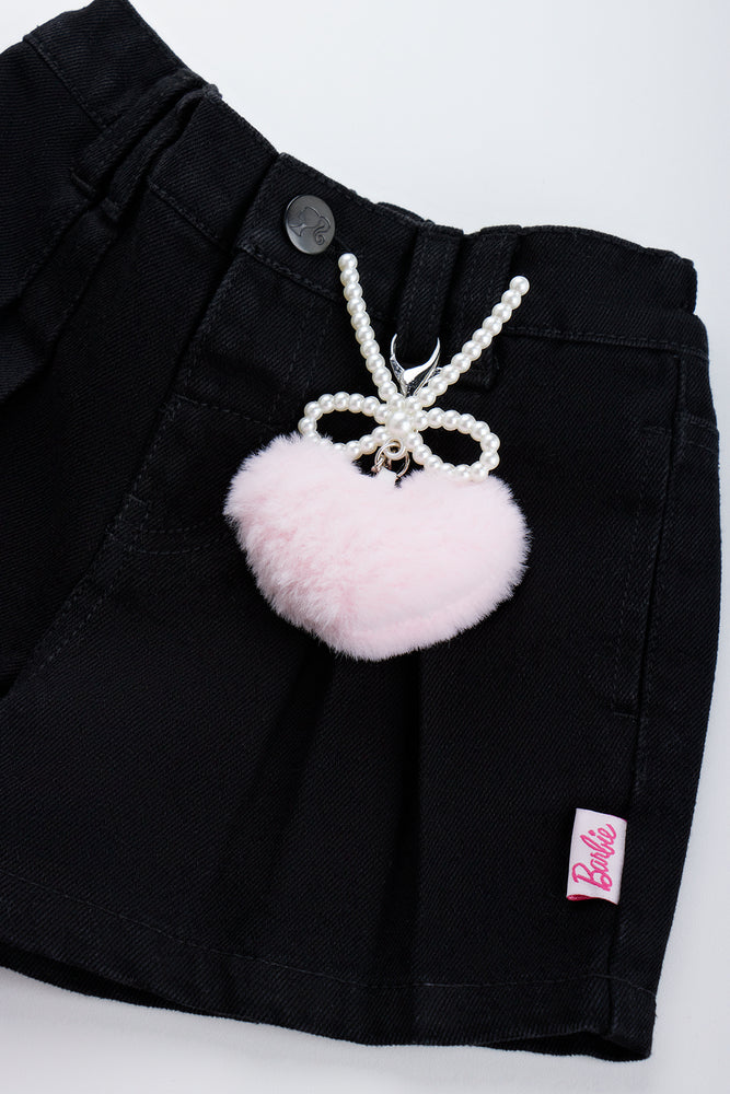 Black Pleated Barbie Denim Shorts (2)