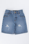 Blue Ripped Denim Shorts