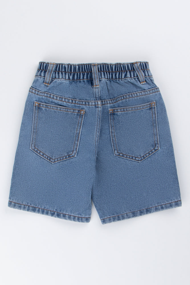 Blue Ripped Denim Shorts (2)