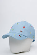 Embroidered Fruit Print Denim Cap (1)