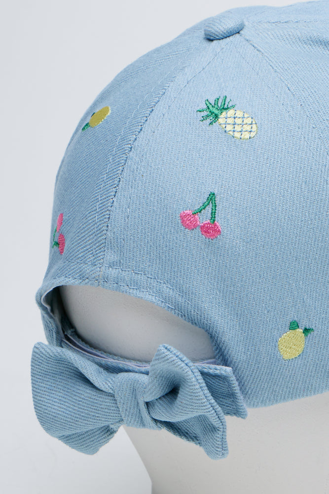 Embroidered Fruit Print Denim Cap (4)