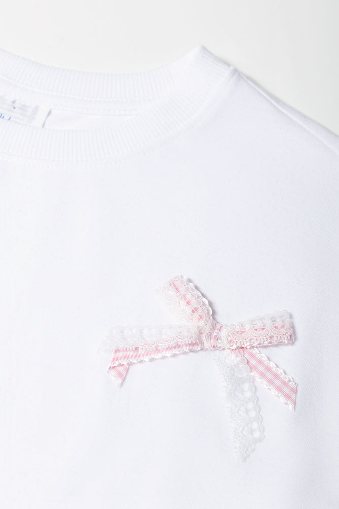 White Bow Detail Boxy T-Shirt (1)