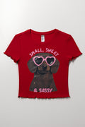 Red Printed Dog Baby Tee