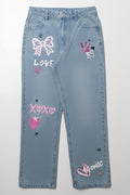 Printed Light Wash Jeans