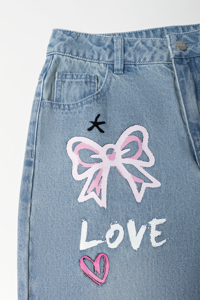 Printed Light Wash Jeans (1)