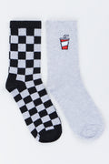2 Pack Checkered Grey Socks