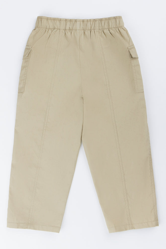Beige Butterfly Woven Cargo Pants (2)
