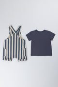 Striped Knit Dungaree Set Charcoal (3)