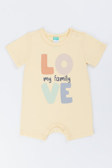 Yellow Love My Family Romper