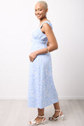Blue Floral Crinkle Midi Dress (1)