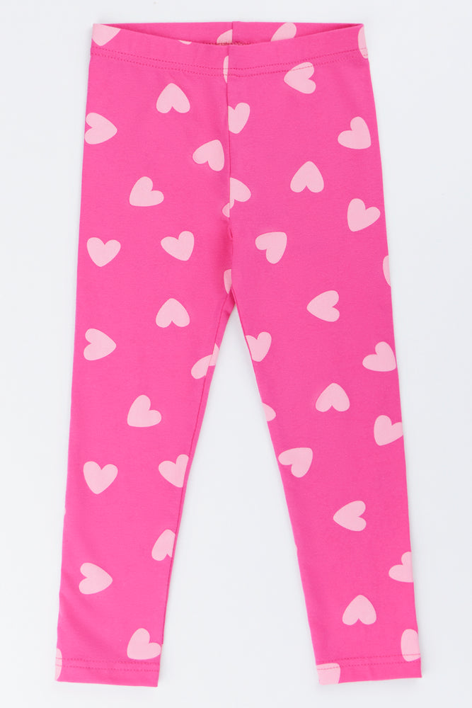 Pink Heart Print Leggings