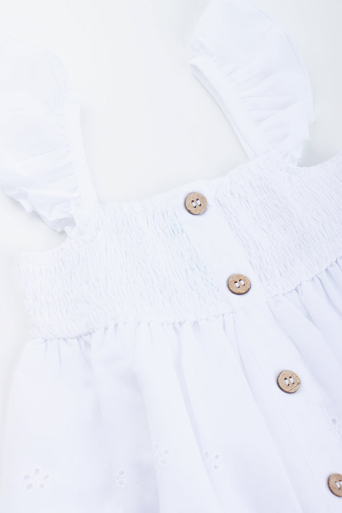 White Embroidered Button Down Dress (1)