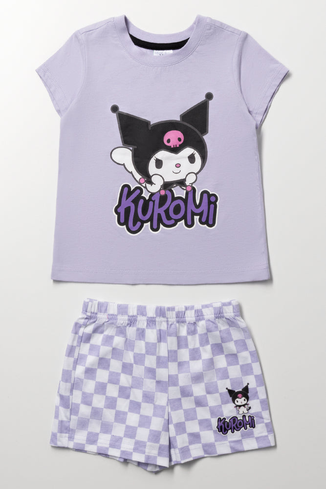 Kuromi Lilac Check Sleep Set