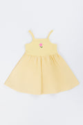 Yellow Floral Knit Woven Dress
