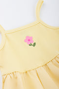 Yellow Floral Knit Woven Dress (1)