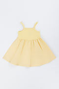 Yellow Floral Knit Woven Dress (2)