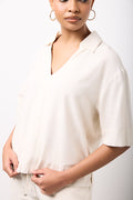 Stone V-Neck Linen Blend Top (3)