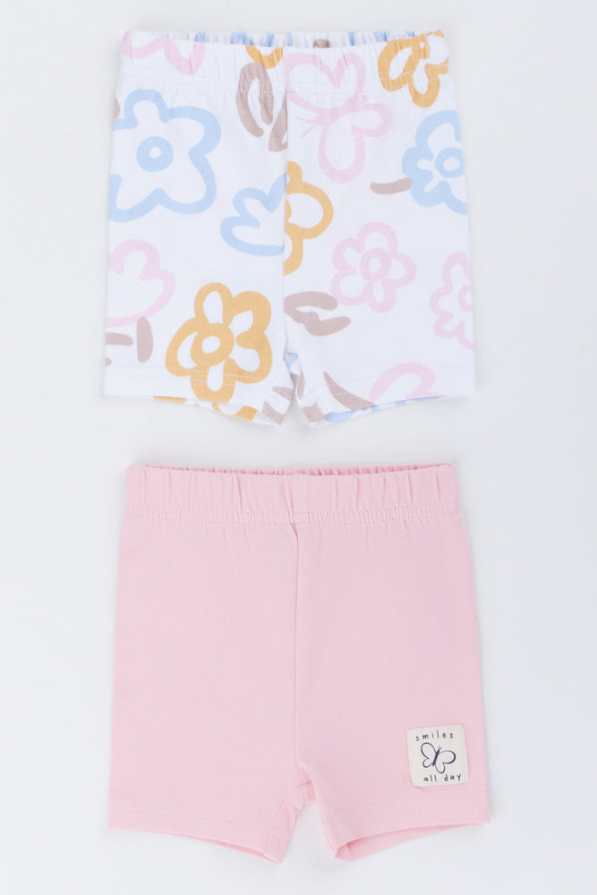 Floral and Pink Baby Shorts