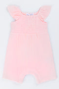 Pink Smocked Woven Baby Romper (1)