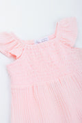 Pink Smocked Woven Baby Romper (2)