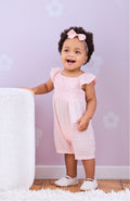 Pink Smocked Woven Baby Romper