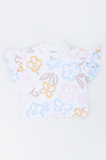 Cream Floral Frill Sleeve T-Shirt (1)
