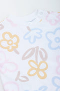 Cream Floral Frill Sleeve T-Shirt (2)