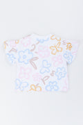 Cream Floral Frill Sleeve T-Shirt (3)