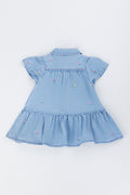 Floral Embroidered Denim Tiered Dress (2)