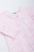Pink Bow Print Baby Sleepsuit (1)