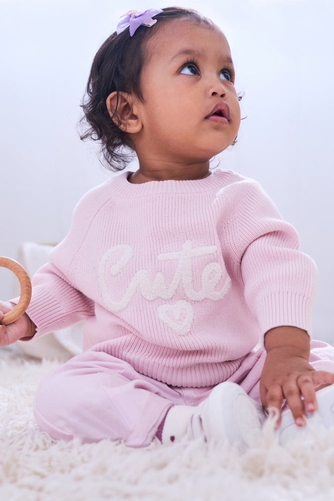 Pink Cute Knit Baby Jumper