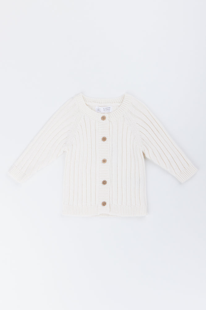 Cream Ribbed Baby Cardigan (1)