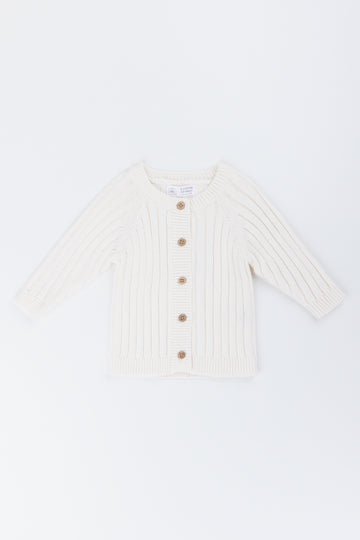 Cream Ribbed Baby Cardigan (1)
