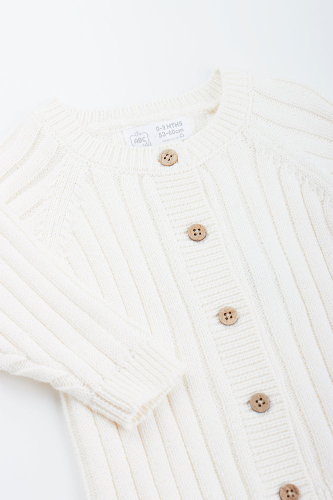 Cream Ribbed Baby Cardigan (2)