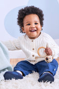 Cream Ribbed Baby Cardigan